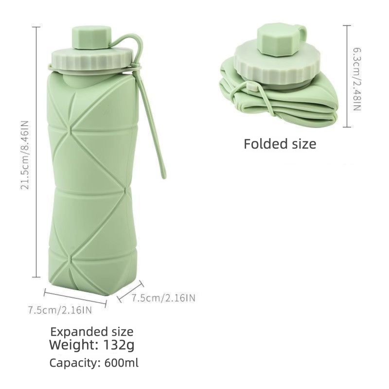 Botella de agua plegable de silicona para correr, mini botella portátil de compresión para deportes al aire libre, ideal para viajes._voghion.com