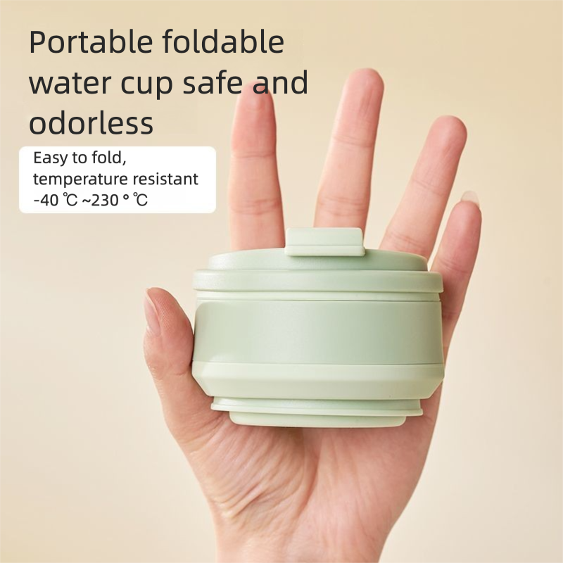 Spazzolino da denti pieghevole portatile per campeggio all'aperto e viaggi, in silicone alimentare, con tazza retrattile e comprimibile._voghion.com