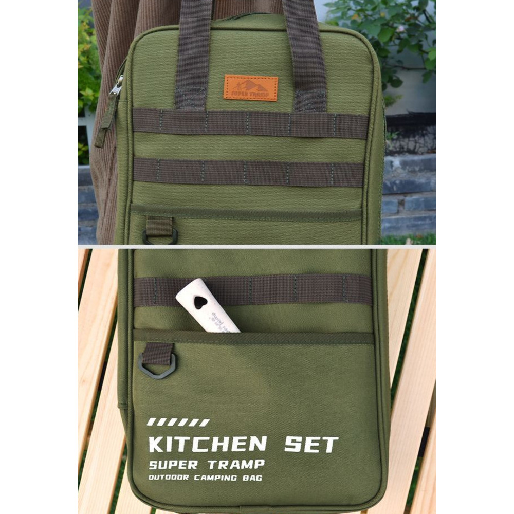 Tragbare Camping Outdoor Kochutensilien Aufbewahrungstasche Kochgeschirr Reisegeschirr Komplettset Kombination_voghion.com
