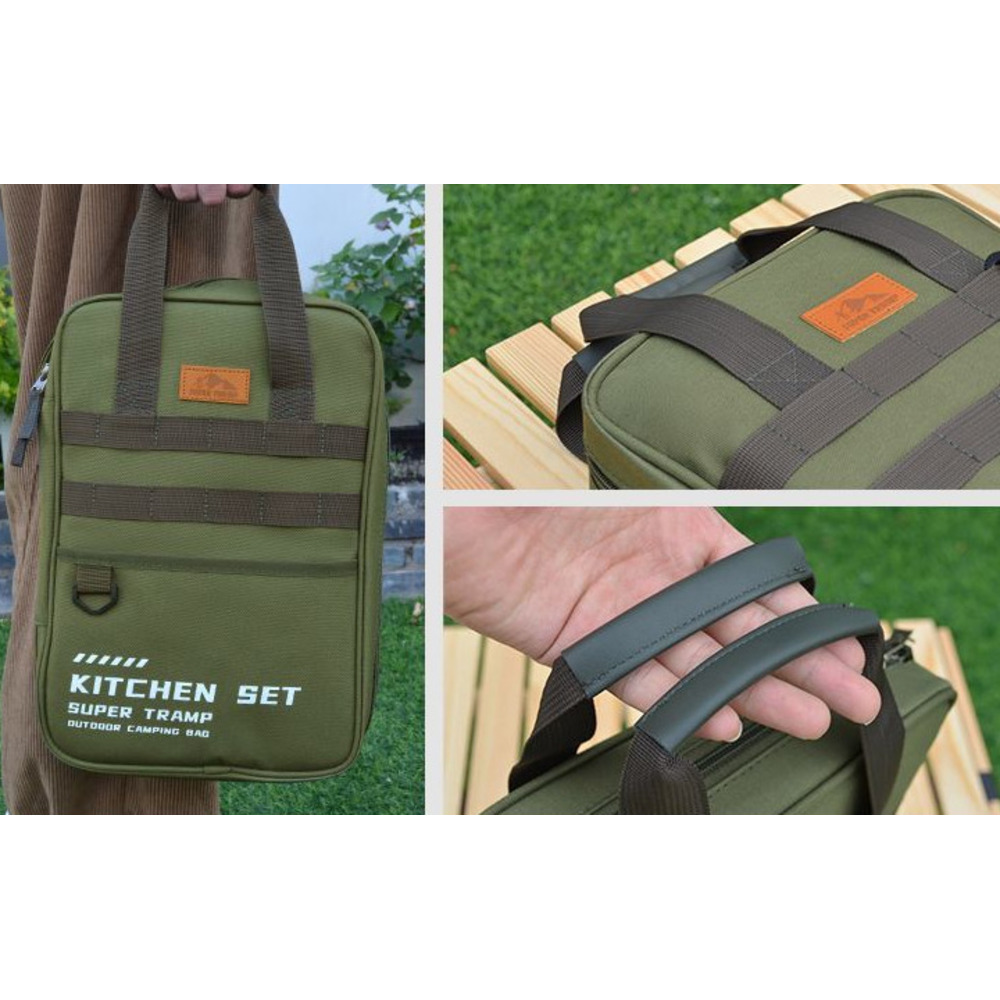 Tragbare Camping Outdoor Kochutensilien Aufbewahrungstasche Kochgeschirr Reisegeschirr Komplettset Kombination_voghion.com