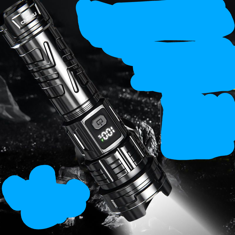 Superjasna latarka o dużej intensywności światła, przenośna, akumulatorowa, zewnętrzna, z zoomem, reflektor LED o dużym zasięgu_voghion.com