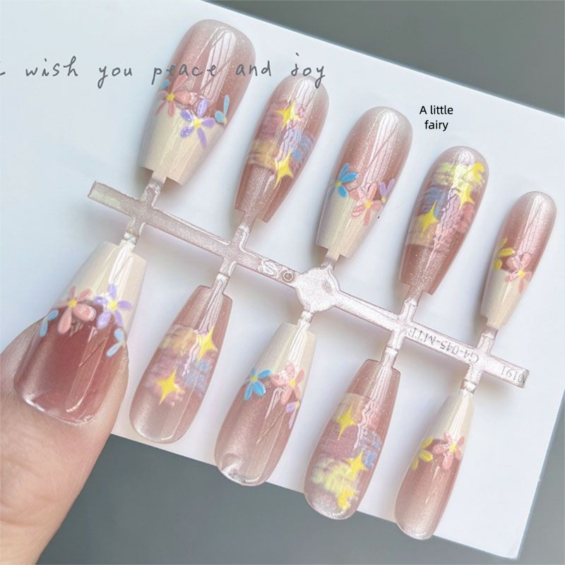 Monet Garden Cat Eye Kurz Abnehmbar Neu Aufhellung Fertig High-End Art Nagelspitzen Tragbare Aufkleber Vorgefertigt_voghion.com