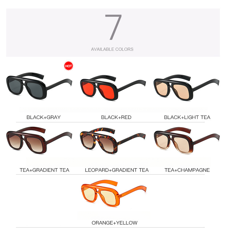 2026 New Fashionable Simple Double Bridge Designer UV400 Large Multi-Color Oversized PC Frame Sunglasses_voghion.com