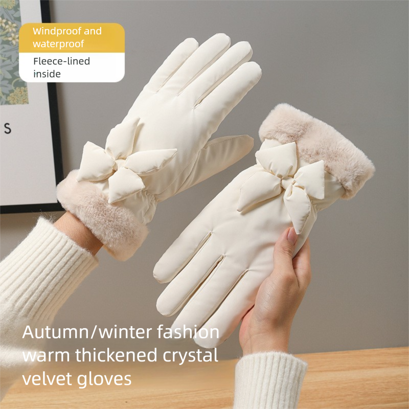 Women's Gloves, Cold-Proof, Fleece-Lined, Thickened, Winter Warm, Skiing, Cycling, Outdoor Sports, Touchscreen, Cute,_voghion.com