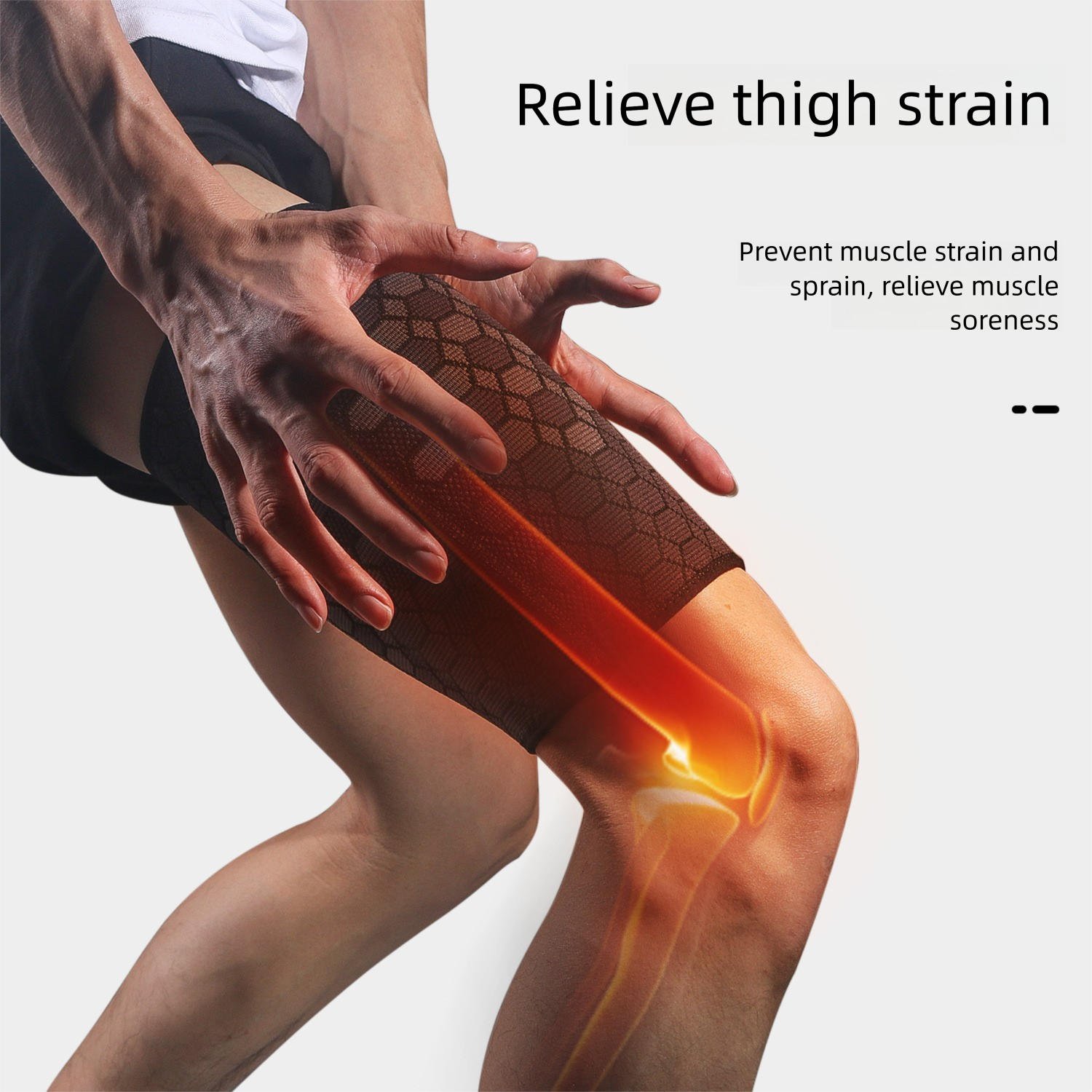 Cross-border High Elastic Knitted Nylon Sports Thigh Brace For Cycling Basketball Soccer Anti-Thigh Muscle Strain Leg_voghion.com