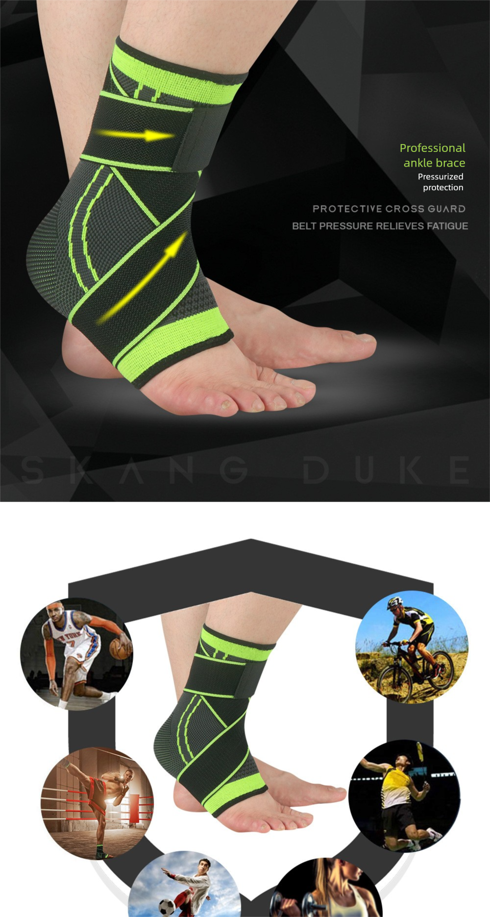 Tobillera deportiva de nailon para hombre y mujer, elástica en cuatro direcciones, cálida y transpirable._voghion.com