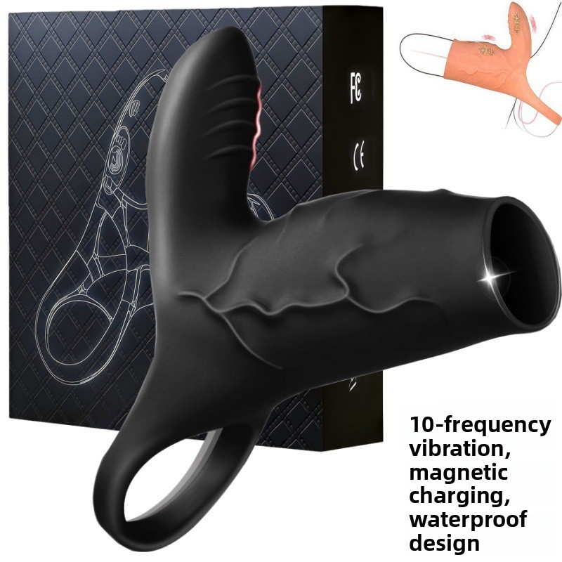 Anneau vibrant anti-éjaculation Wolf Warrior pour couples, un appareil de rétention de sperme très populaire._voghion.com