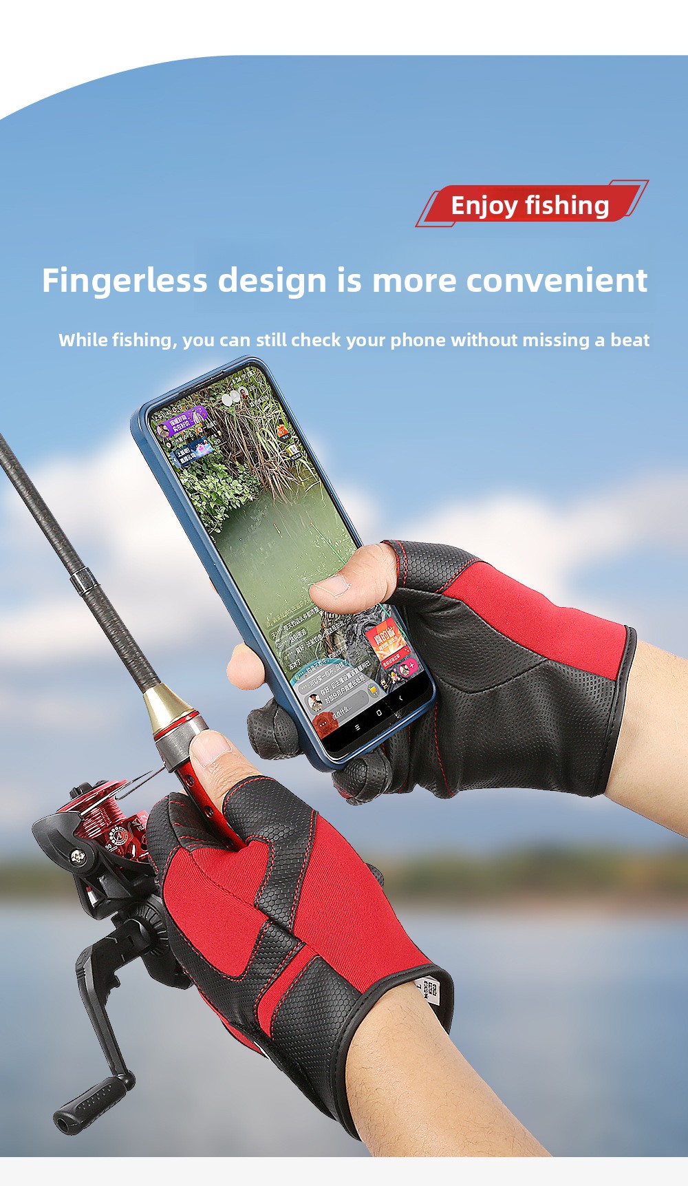 Fiskehandskar för vinter, halkfria med varmt fleecefoder_voghion.com