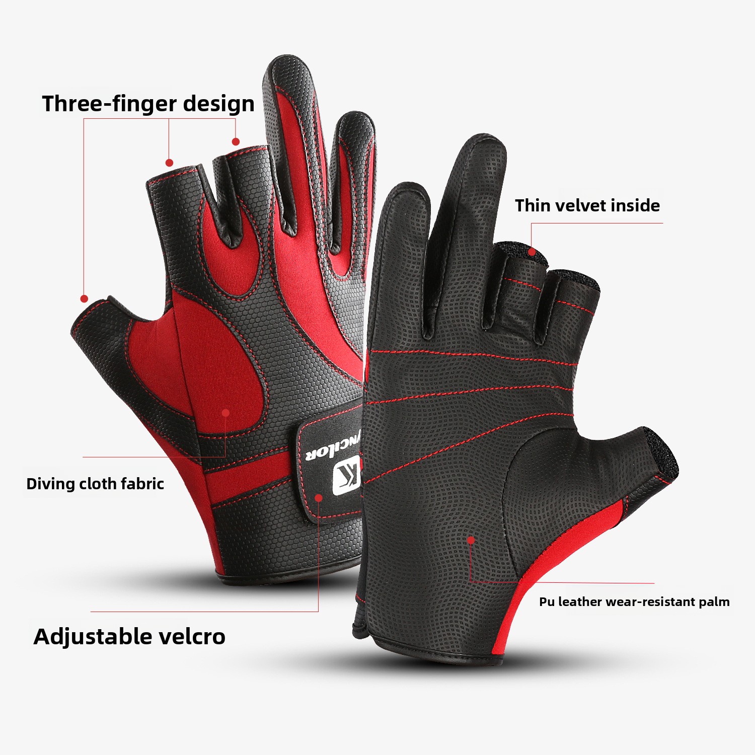 Outdoor Sports Autumn Winter Anti-Slip Three-Finger Fly Gear Wear-Resistant Fleece-Lined Fishing Gloves Wholesale_voghion.com