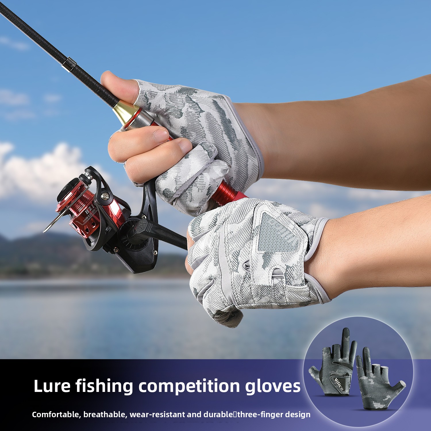 Outdoor Cycling And Lure Fishing , Three-finger Open Design, Non-stick Bait, Wear-resistant, Non-slip Half-finger_voghion.com