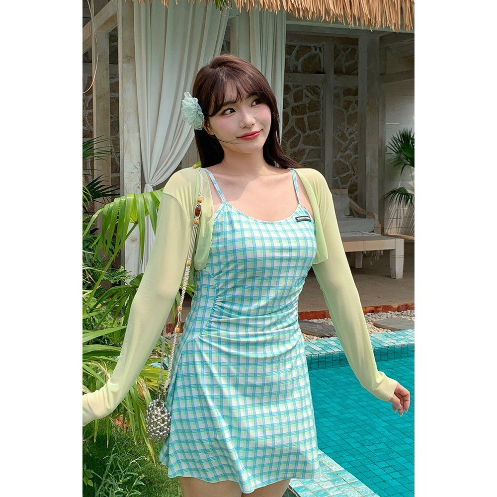 GraceChic Damen-Badeanzug-Cover-Up Strandurlaub Zweiteiliges Set Bauchkontrolle Figurformend Hochwertig Konservativ 2025 Neu Hot Spring_voghion.com