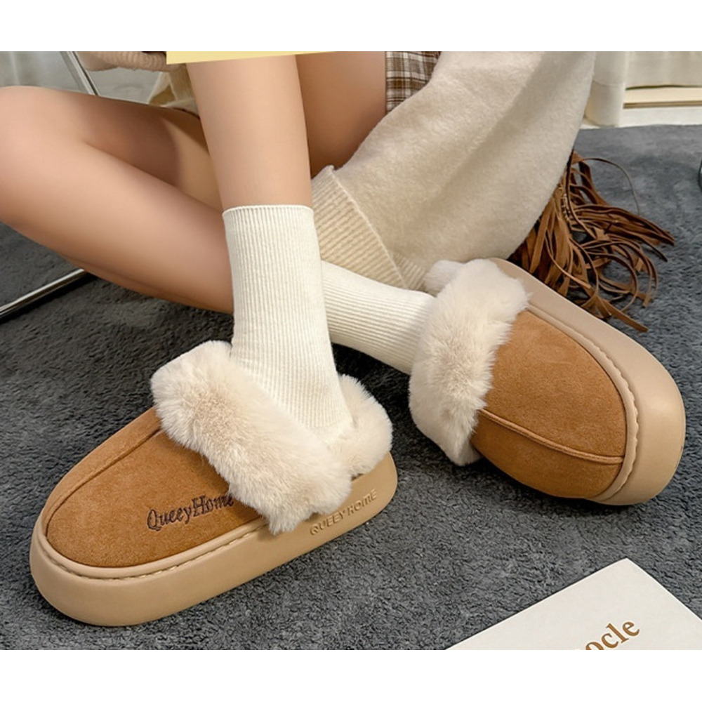 Zees Women's Cotton Autumn 2025 New Simple Fashion Indoor Home Non-Slip Furry Slippers Men Winter_voghion.com