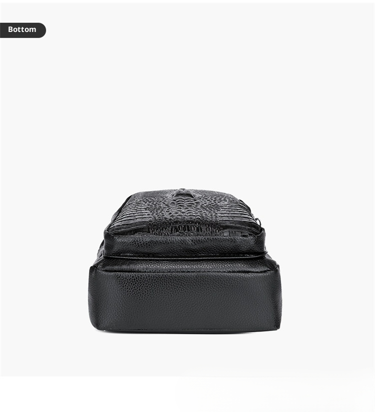 001 2023 New Men's Crocodile Pattern Trendy Fashion Casual Crossbody PU Sports Versatile Lightweight Front Chest Bag_voghion.com