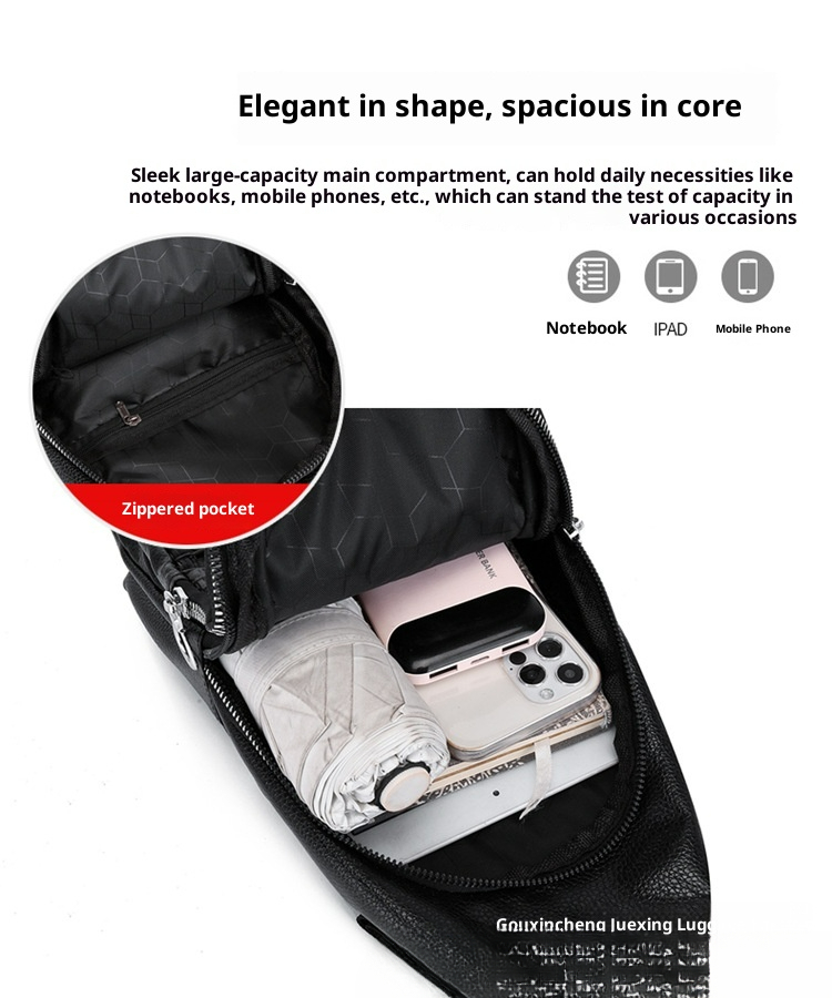 001 2023 New Men's Crocodile Pattern Trendy Fashion Casual Crossbody PU Sports Versatile Lightweight Front Chest Bag_voghion.com