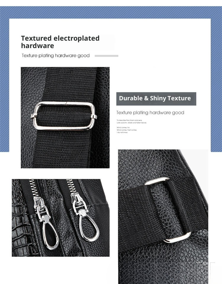 001 2023 New Men's Crocodile Pattern Trendy Fashion Casual Crossbody PU Sports Versatile Lightweight Front Chest Bag_voghion.com