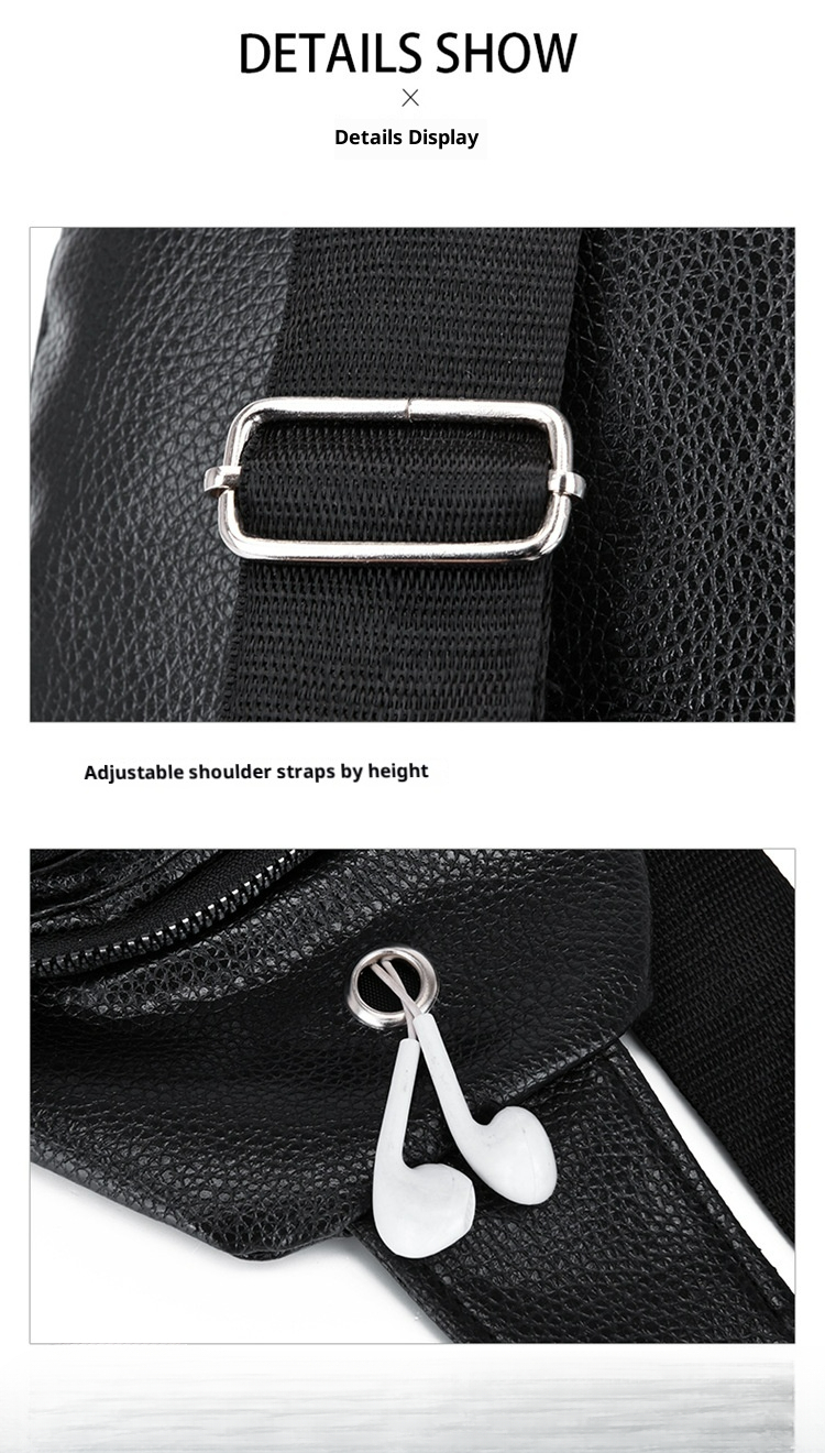 001 2023 New Men's Crocodile Pattern Trendy Fashion Casual Crossbody PU Sports Versatile Lightweight Front Chest Bag_voghion.com