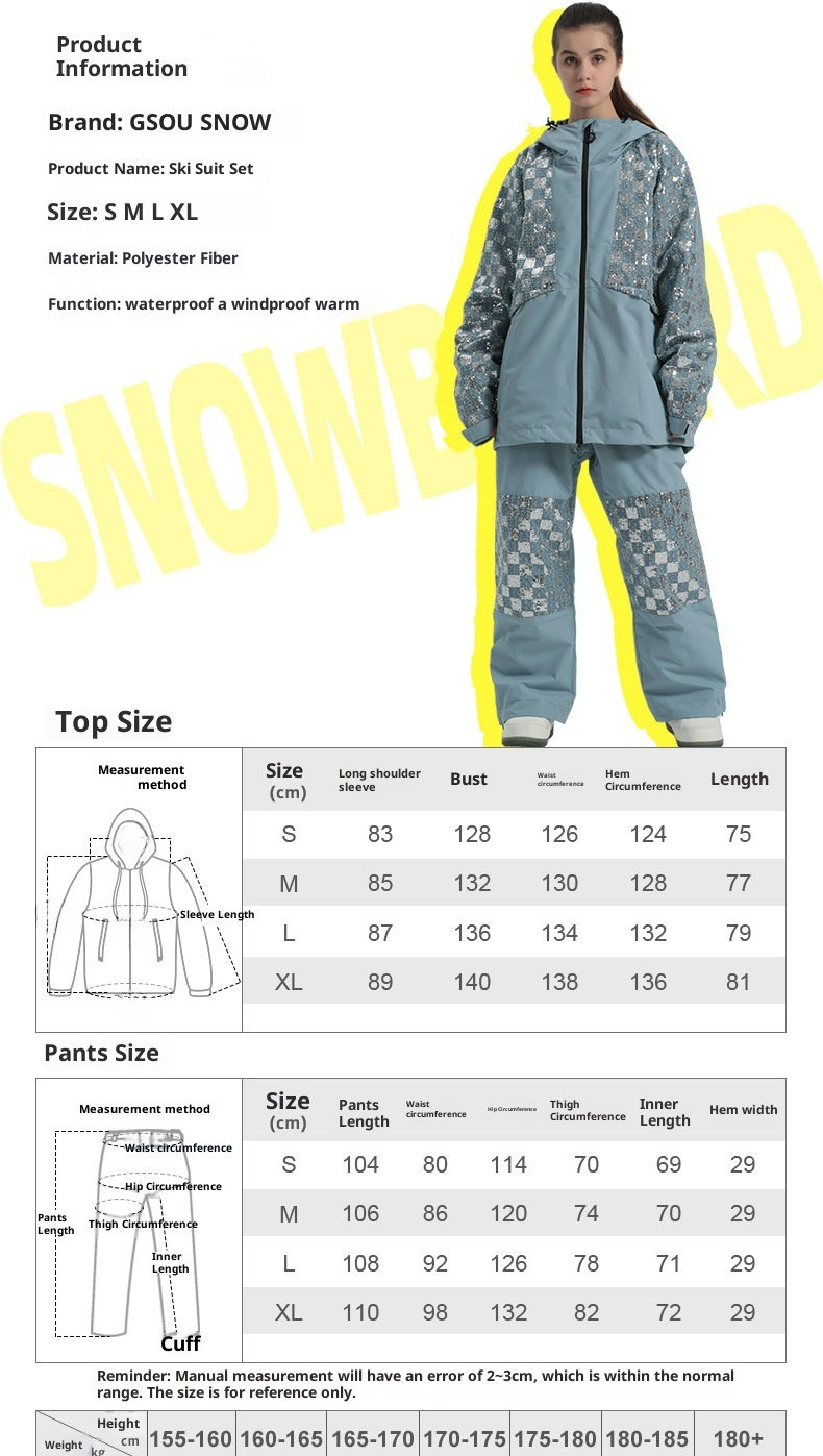 001 001 Pantalon de ski femme imperméable, coupe-vent et chaud pour sports de plein air, grandes tailles, combinaison de ski homme_voghion.com