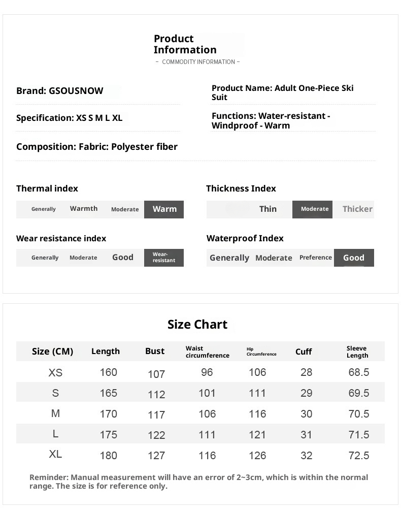 001 Gsousnow Suit per uomo e donna, monopezzo antivento, impermeabile, traspirante, caldo, giacca da sci per coppia con tavola singola e doppia_voghion.com