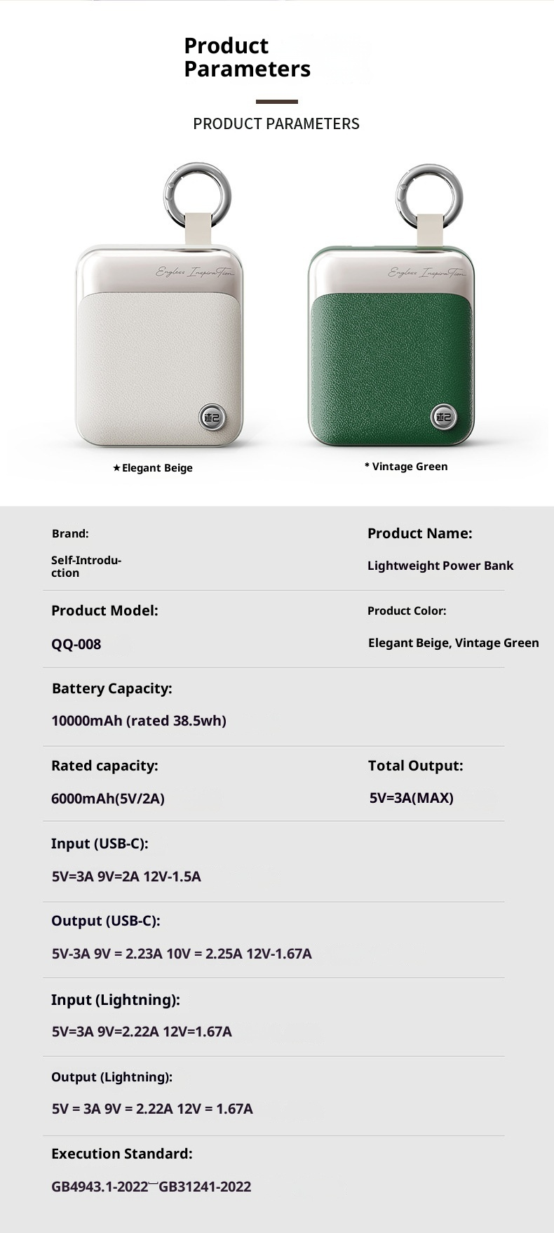 techglobe Cross-border Patent 3C Certification Mini Built-in Cable Bank 10000mAh Fast Charging Compact Portable Mobile Power_voghion.com