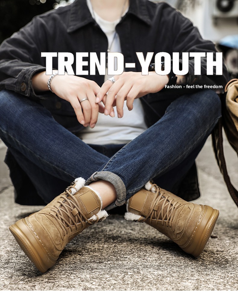 Chaussures homme de haute qualité, automne-hiver, nouvelles baskets sport décontractées doublées polaire épaisses_voghion.com