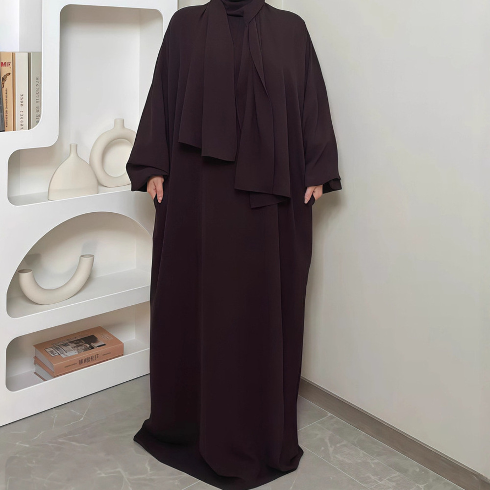 Arabian Draped Loose Women's Robe 2025 Autumn New Muslim Simple Casual Wear_ecoleips.com