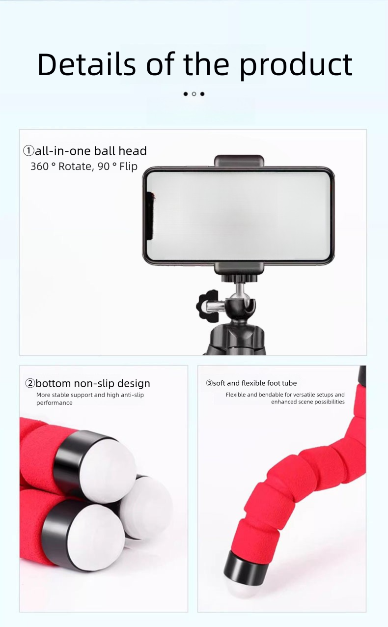 Portable Octopus Phone Stand Tripod For Selfie Live Streaming Photography Mini Smart Artifact_voghion.com