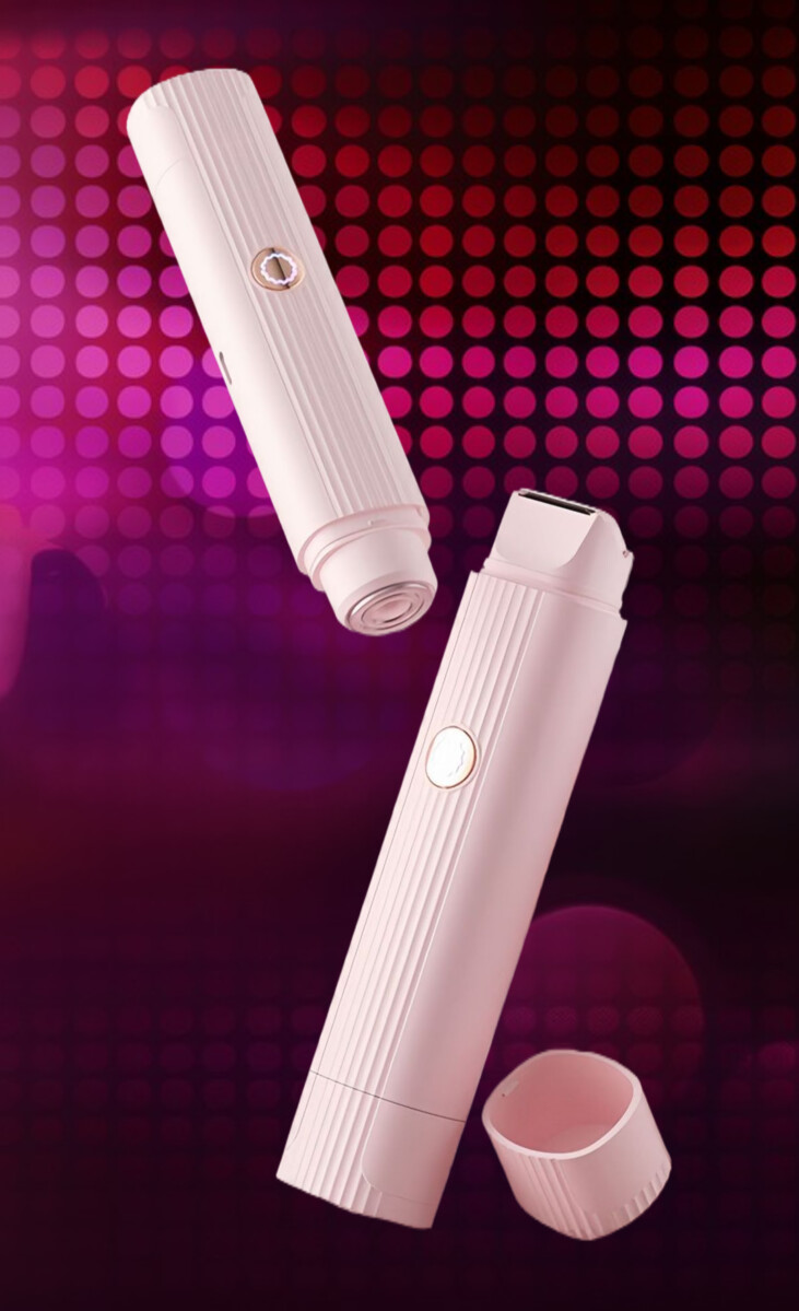 Tragbarer, kabelloser und wiederaufladbarer elektrischer Intimrasierer mit zwei Scherköpfen – Haarentfernungsgerät für Frauen_voghion.com