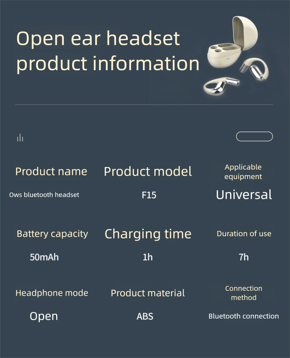 F15 Ear-hook New High-quality 5.2 Touch Long Battery Life Sports QWS Bluetooth Earphone_voghion.com
