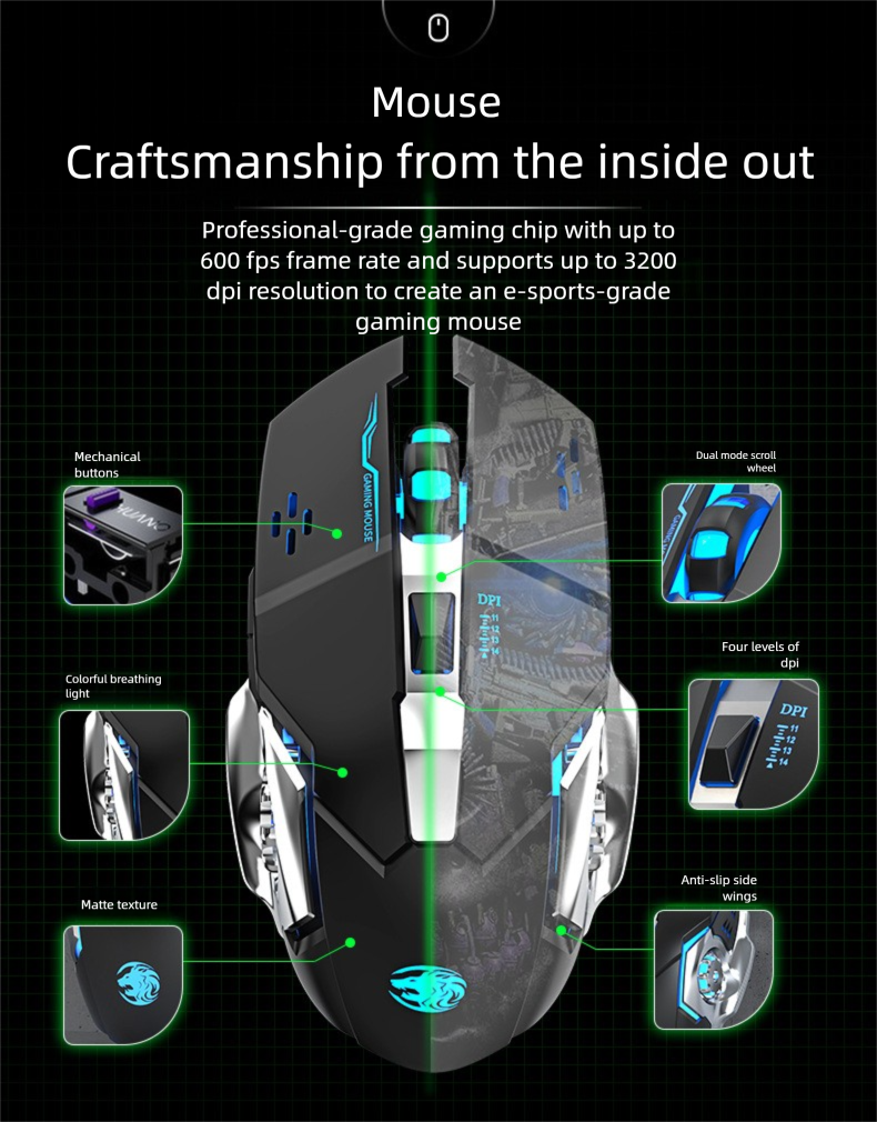 GX80 Set di cuffie meccaniche con interruttore Tea Feel per laptop, tastiera cablata e mouse da gioco_voghion.com