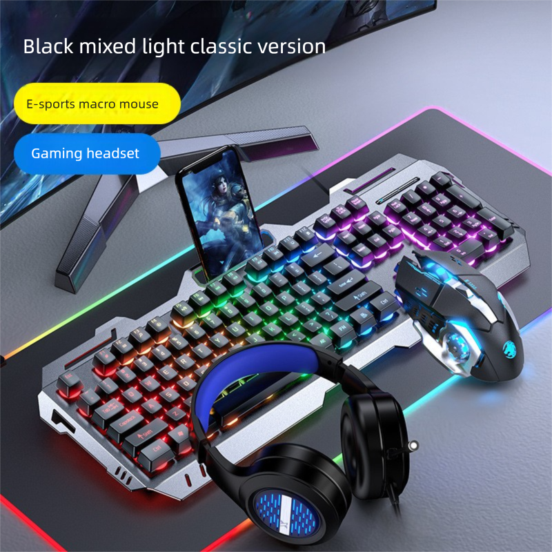 GX80 Mechanical Tea Switch Feel Headset Set Laptop Wired Keyboard Mouse Gaming_voghion.com