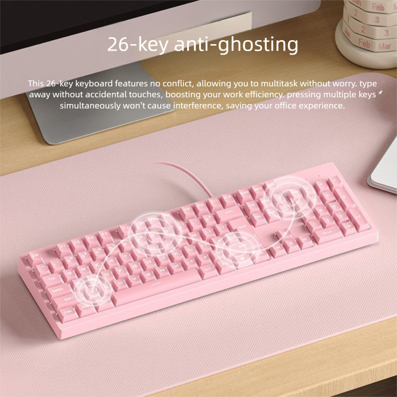 Xinmeng Mechanical Feel Keyboard Mouse For Girls High Aesthetic Key Silent Luminous Gaming Office Computer Use_voghion.com