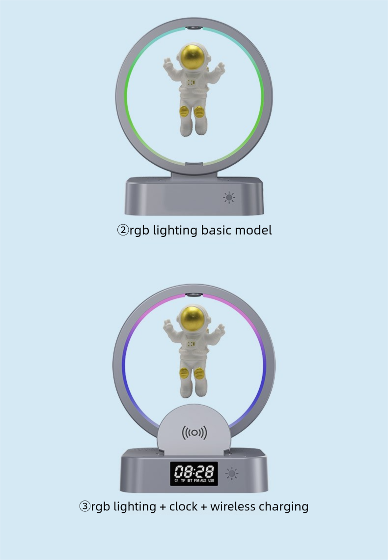 Y-558 Magnetic Levitation Astronaut Bluetooth Speaker Clock Space Man Sound RGB Light Computer Subwoofer Gift_voghion.com