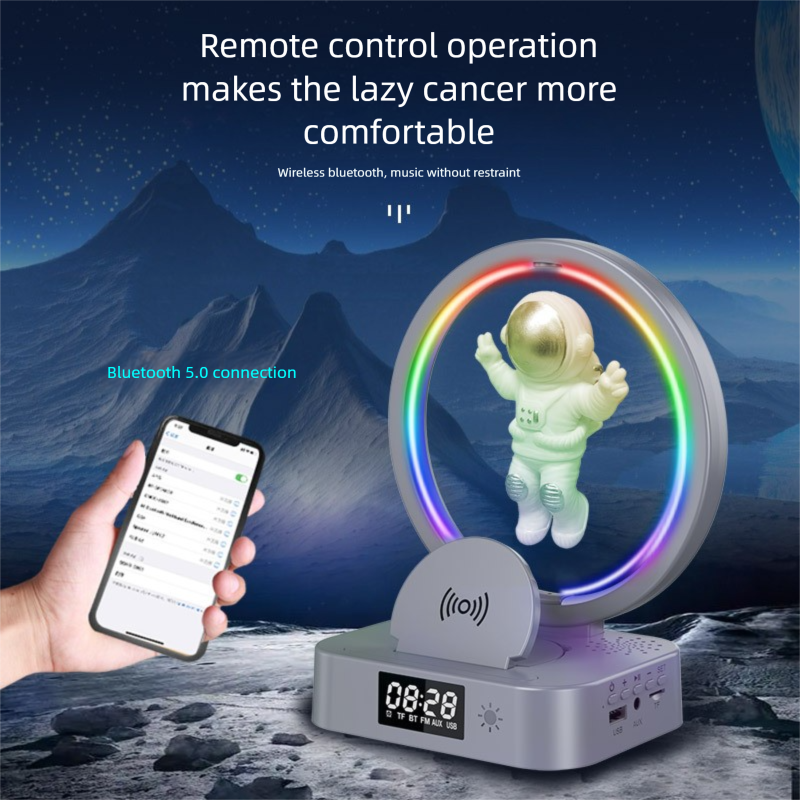 Y-558 Magnetic Levitation Astronaut Bluetooth Speaker Clock Space Man Sound RGB Light Computer Subwoofer Gift_voghion.com