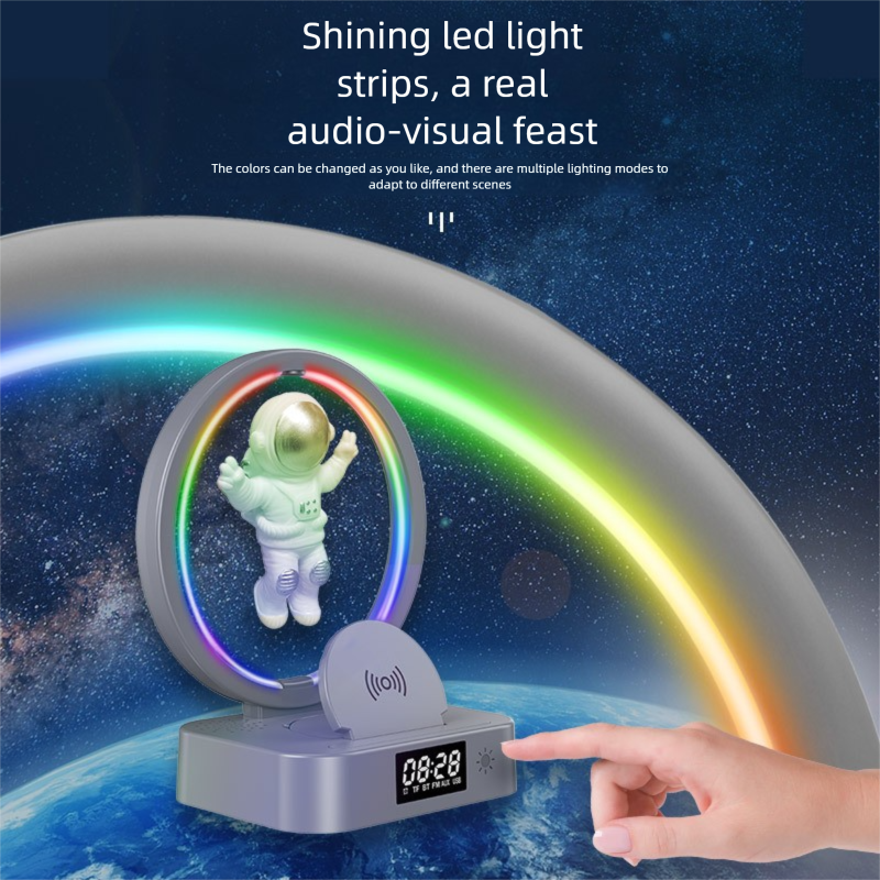 Y-558 Magnetic Levitation Astronaut Bluetooth Speaker Clock Space Man Sound RGB Light Computer Subwoofer Gift_voghion.com
