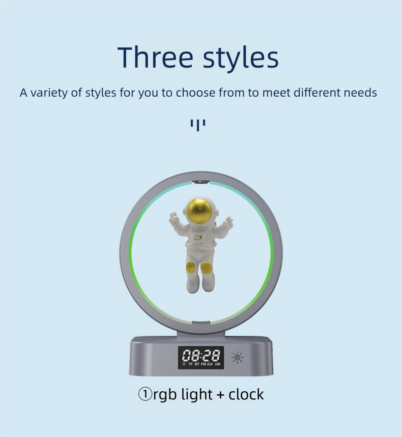 Y-558 Magnetic Levitation Astronaut Bluetooth Speaker Clock Space Man Sound RGB Light Computer Subwoofer Gift_voghion.com