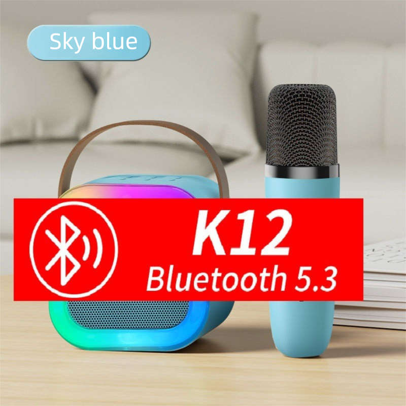 K12 Bluetooth Karaoke-Lautsprecher Kleines Audio Drahtloses Mikrofon Subwoofer Kinder-Gesangsmaschine_voghion.com