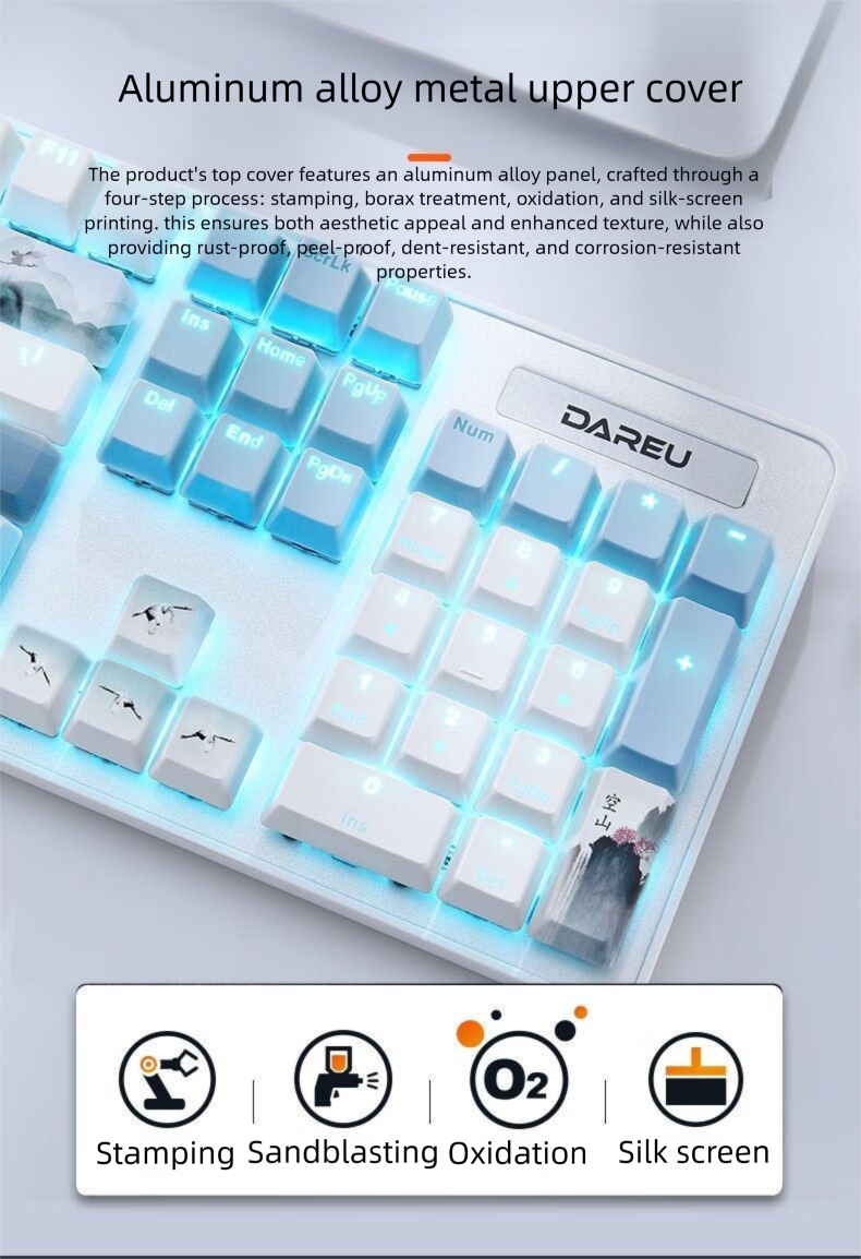 Daryou LK175 Empty Mountain High-Value Theme Mechanical Keyboard 104 Keys Wired Blue Light Office Gaming Universal_voghion.com