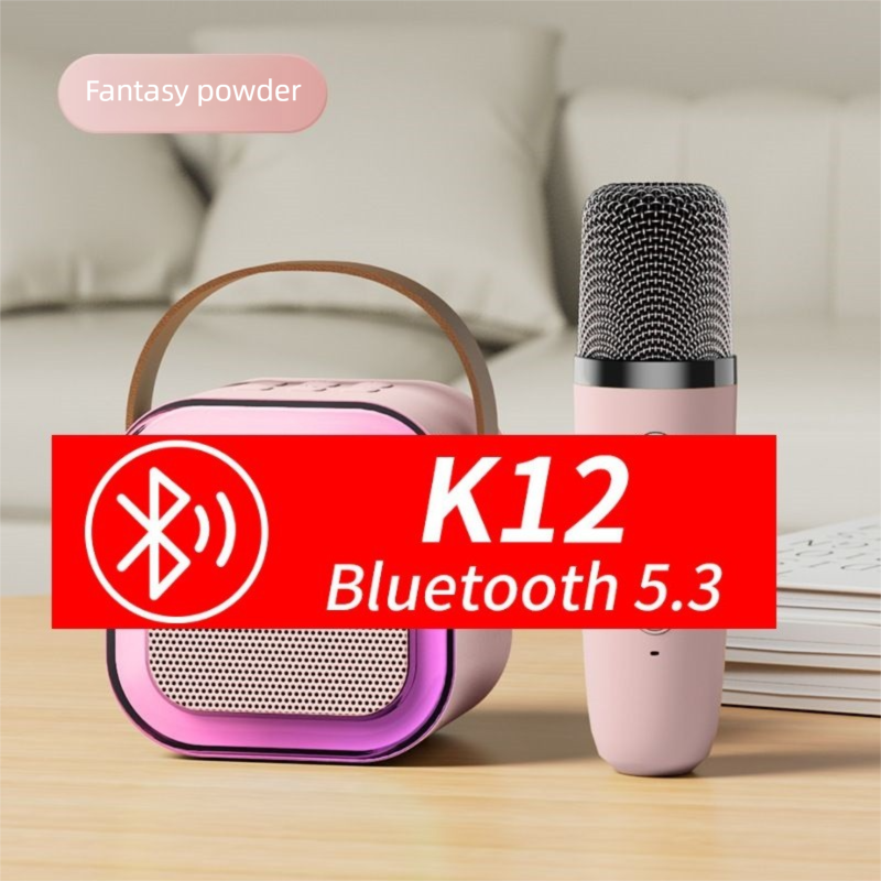 K12 Bluetooth Karaoke Speaker Small Audio Wireless Microphone Subwoofer Children's Singing Machine_voghion.com