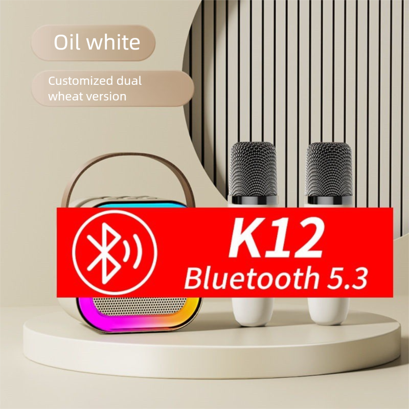K12 Bluetooth Karaoke-Lautsprecher Kleines Audio Drahtloses Mikrofon Subwoofer Kinder-Gesangsmaschine_voghion.com