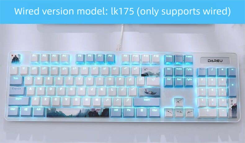 Daryou LK175 Empty Mountain High-Value Theme Mechanical Keyboard 104 Keys Wired Blue Light Office Gaming Universal_voghion.com