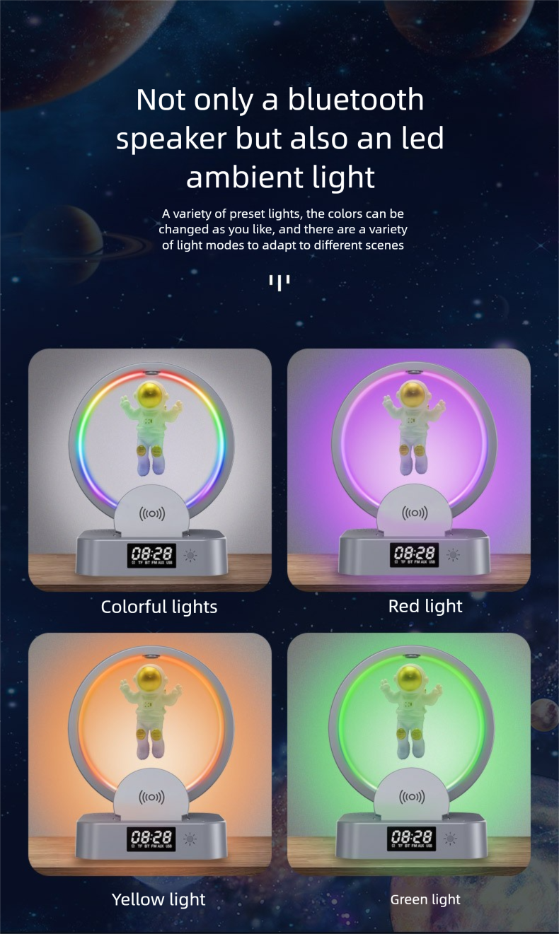 Y-558 Magnetic Levitation Astronaut Bluetooth Speaker Clock Space Man Sound RGB Light Computer Subwoofer Gift_voghion.com