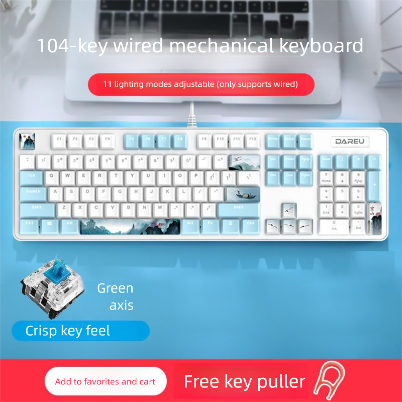 Daryou LK175 Mechanische Tastatur im Empty Mountain Design – Hochwertiges Design – 104 Tasten – Kabelgebunden – Blaulichtfilter – Büro – Gaming – Universal_voghion.com