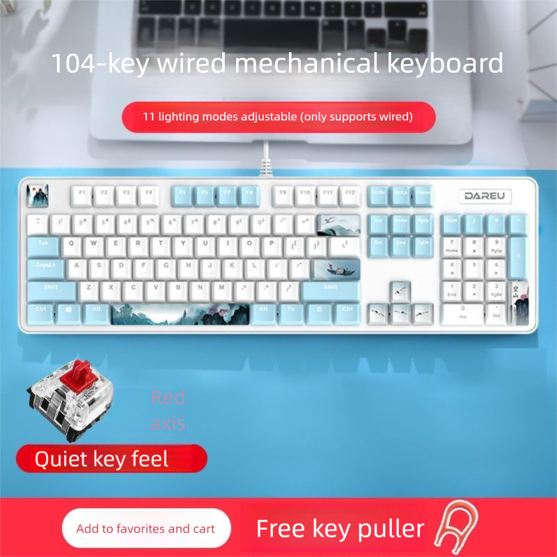 Daryou LK175 Mechanische Tastatur im Empty Mountain Design – Hochwertiges Design – 104 Tasten – Kabelgebunden – Blaulichtfilter – Büro – Gaming – Universal_voghion.com