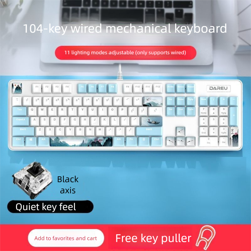 Daryou LK175 Mechanische Tastatur im Empty Mountain Design – Hochwertiges Design – 104 Tasten – Kabelgebunden – Blaulichtfilter – Büro – Gaming – Universal_voghion.com
