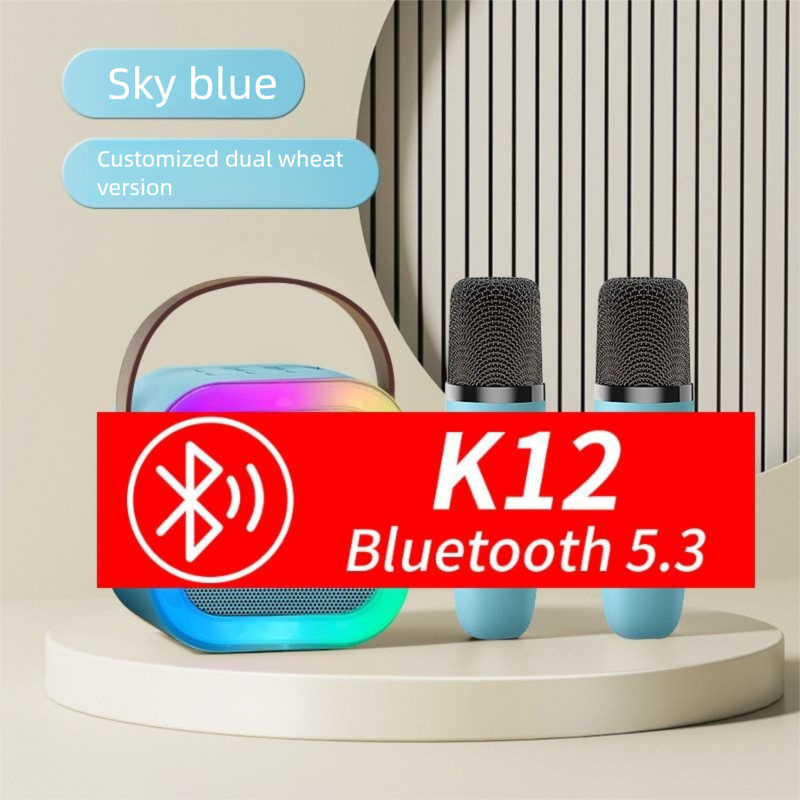 K12 Bluetooth Karaoke Speaker Small Audio Wireless Microphone Subwoofer Children's Singing Machine_voghion.com