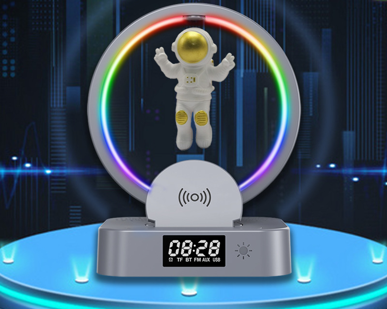 Y-558 Magnetic Levitation Astronaut Bluetooth Speaker Clock Space Man Sound RGB Light Computer Subwoofer Gift_voghion.com