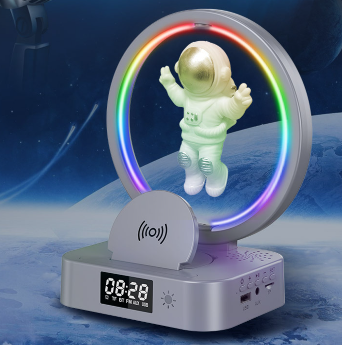 Y-558 Magnetic Levitation Astronaut Bluetooth Speaker Clock Space Man Sound RGB Light Computer Subwoofer Gift_voghion.com