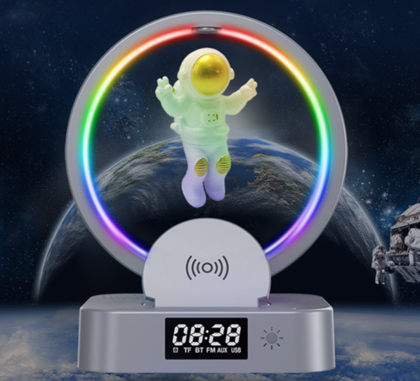Y-558 Magnetic Levitation Astronaut Bluetooth Speaker Clock Space Man Sound RGB Light Computer Subwoofer Gift_voghion.com