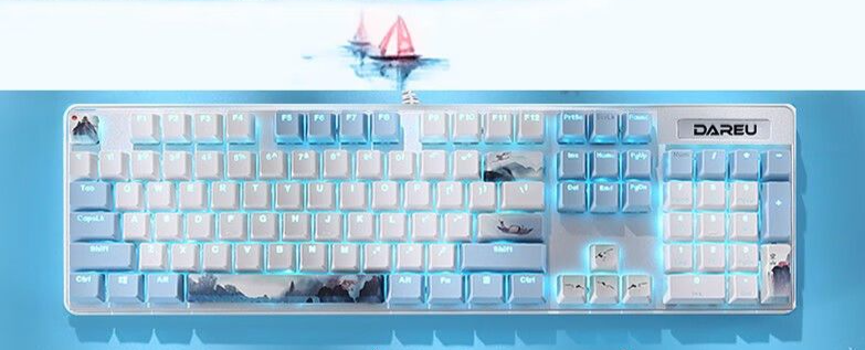 Daryou LK175 Empty Mountain High-Value Theme Mechanical Keyboard 104 Keys Wired Blue Light Office Gaming Universal_voghion.com