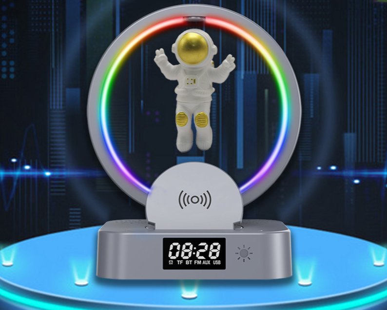 Y-558 Magnetic Levitation Astronaut Bluetooth Speaker Clock Space Man Sound RGB Light Computer Subwoofer Gift_voghion.com